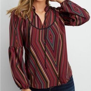 Maurices Women’s 2XL Geometric Multicolor Long Sleeve Light Weight Blouse